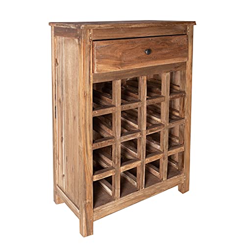 Riess Ambiente Massives Weinregal Hemingway 56cm recyceltes Teakholz Weinschrank für 16 Flaschen Flaschenregal Schrank von Riess Ambiente