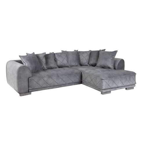 Riess Ambiente Modernes XXL Ecksofa DECADENCIA 319cm Silbergrau Samt inkl. Kissen Eckcouch Sofa mit Samtbezug Couch von Riess Ambiente