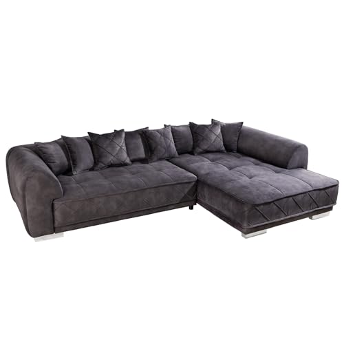 riess-ambiente.de Modernes XXL Ecksofa DECADENCIA 320cm dunkelgrau Samt inklusive Kissen | gemütliche Wohnlandschaft | Couch von Riess Ambiente