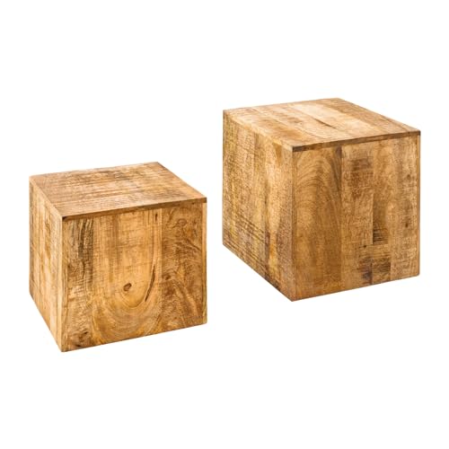 riess-ambiente.de Natürliches 2er Set Beistelltische Curacao 40cm Mangoholz Würfel von Riess Ambiente