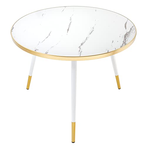 Riess Ambiente Retro Couchtisch Paris 60cm weiß Kristallglas mit Marmor-Dekor Beistelltisch Wohnzimmertisch Tisch von Riess Ambiente
