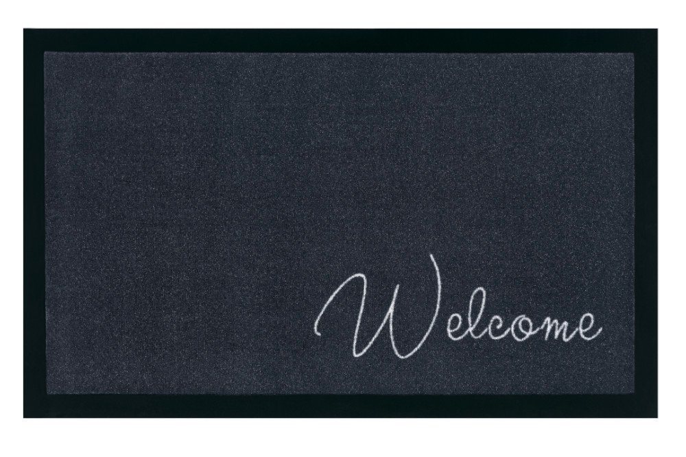 Fußmatte CLEAN WELCOME 75x45cm anthrazit, riess-ambiente, rechteckig, Höhe: 5 mm, Fußabtreter · strapazierfähig · Modern Design · Schmutzfangmatte von riess-ambiente