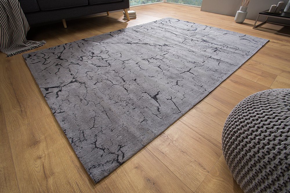 Teppich FIRE & EARTH 240x160cm grau, riess-ambiente, rechteckig, Höhe: 10 mm, dezentes Muster · Wohnzimmer von riess-ambiente