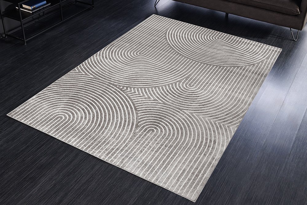 Teppich ILLUSION 230x160cm silber grau, riess-ambiente, rechteckig, Höhe: 5 mm, Wohnzimmer · Baumwolle · Viskose · geometrisches Design · Kurzflor von riess-ambiente