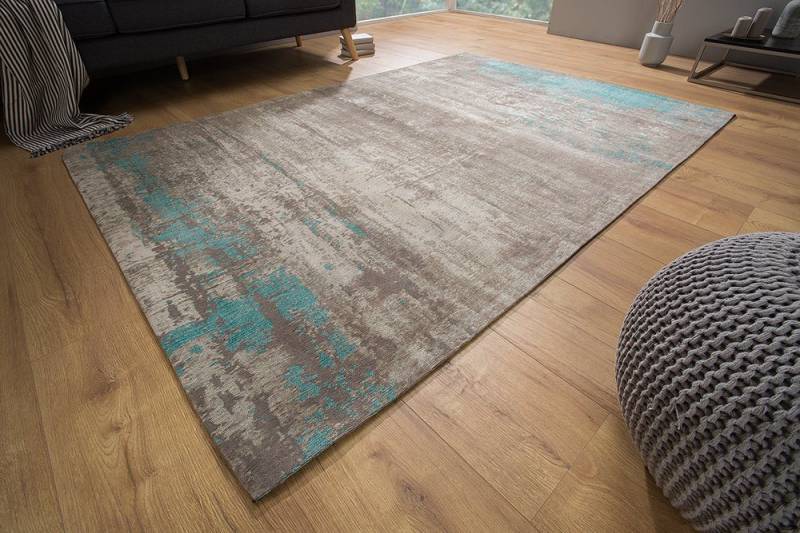 riess-ambiente Teppich MODERN ART 240x160cm greige türkis, rechteckig, Höhe: 10 mm, Used Look · Vintage Design · Wohnzimmer von riess-ambiente