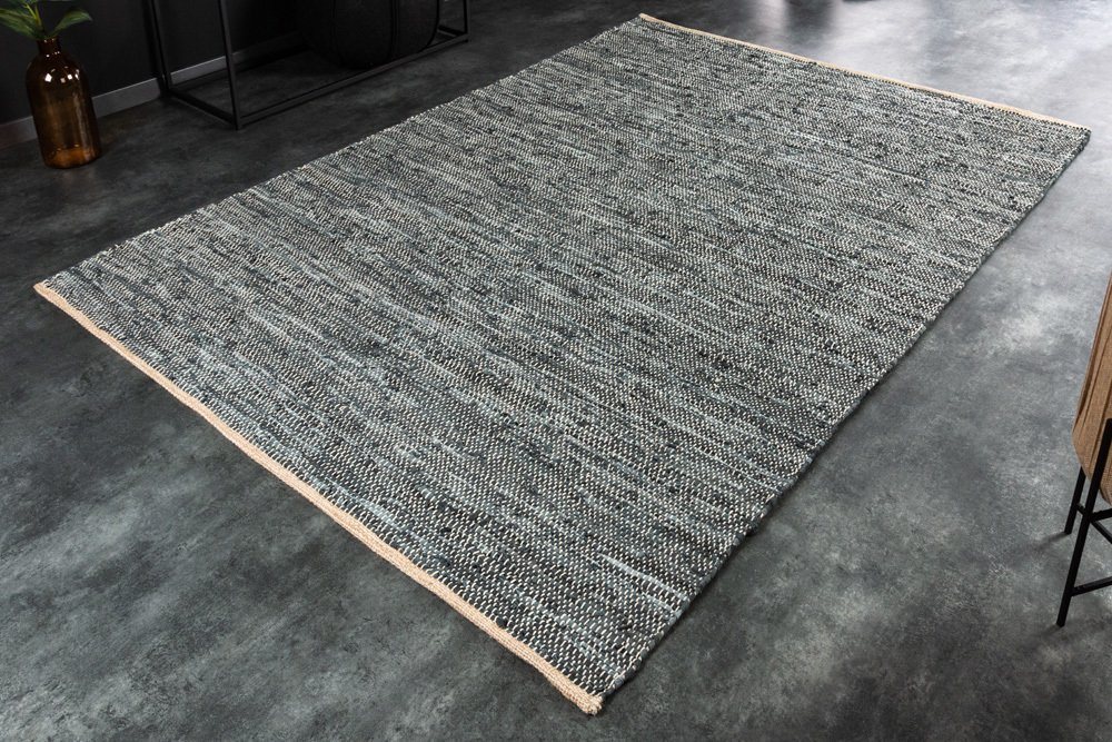 Teppich PURE 230x160cm blau / beige, riess-ambiente, rechteckig, Höhe: 10 mm, Wohnzimmer · Leder · Hanf · Schlafzimmer · Industrial Design von riess-ambiente