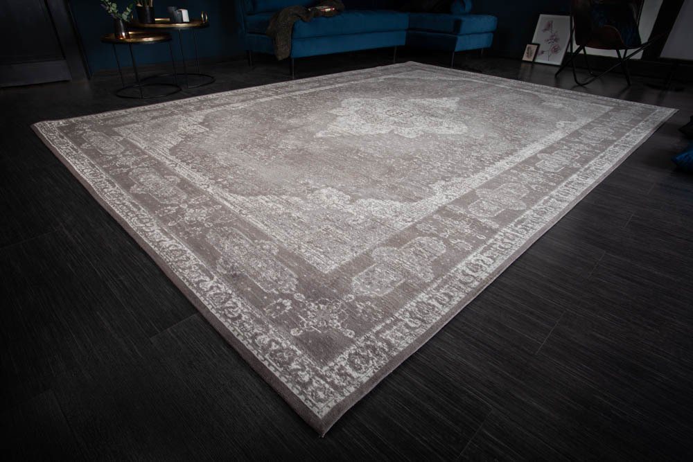 Teppich PURE UNIQUE XXL 350x240cm antik-hellgrau, riess-ambiente, rechteckig, Höhe: 10 mm, Boho · orientalisches Muster · Wohnzimmer von riess-ambiente