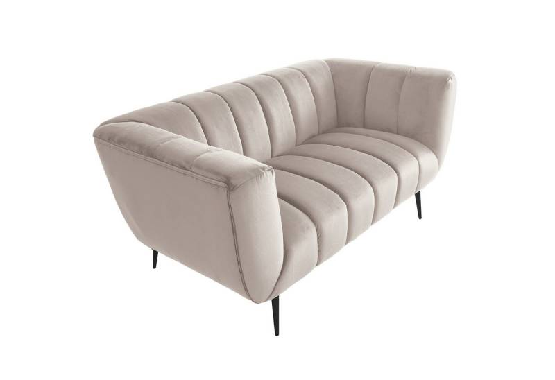 riess-ambiente 2-Sitzer NOBLESSE 165cm champagner / schwarz · Couch mit Bezug aus Samt, Einzelartikel 1 Teile, Federkern-Polsterung · Metall-Füße · Lounge-Sofa im Retro Design von riess-ambiente