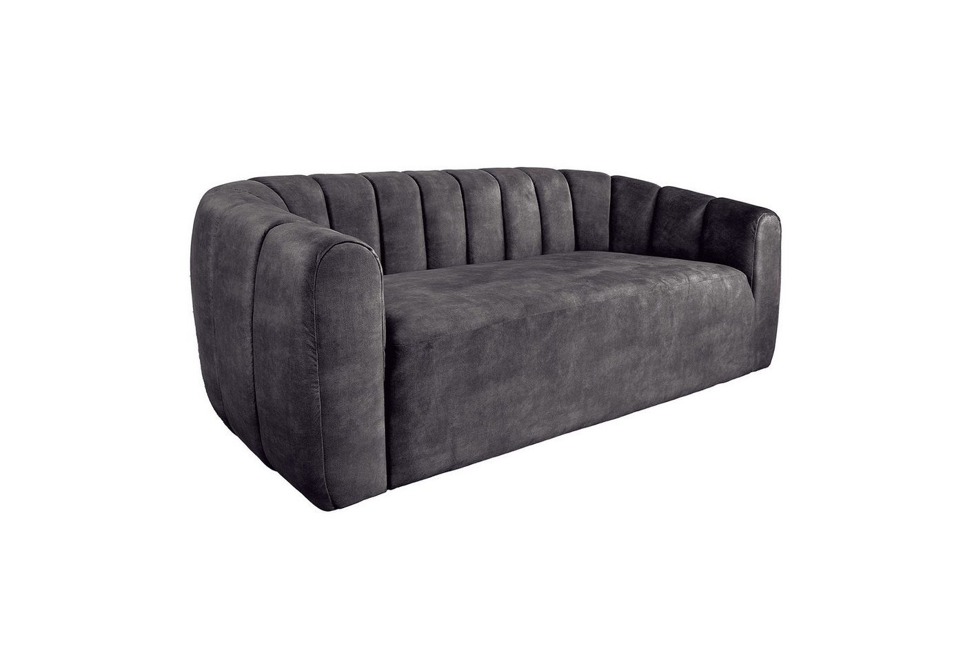 riess-ambiente 3-Sitzer BABYLON 200cm anthrazit · Samt-Couch mit Ziersteppung im Retro-Look, Einzelartikel 1 Teile, Schaumstoff-Polsterung · abgerundete Form · pflegeleicht & langlebig von riess-ambiente