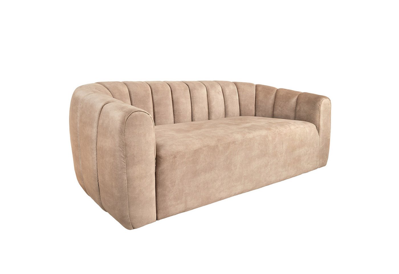 riess-ambiente 3-Sitzer BABYLON 200cm champagner beige · Retro Samt-Couch mit Ziersteppung, Einzelartikel 1 Teile, Schaumstoff-Polsterung · abgerundete Form · pflegeleicht & langlebig von riess-ambiente