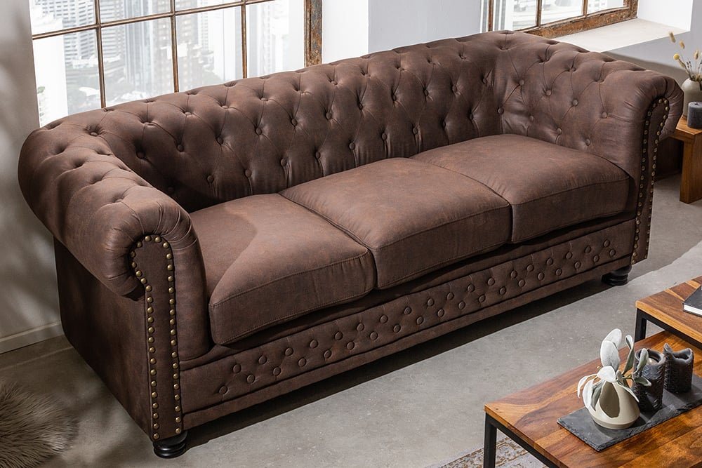 riess-ambiente 3-Sitzer CHESTERFIELD 200cm vintage braun, Einzelartikel 1 Teile, Wohnzimmer · Couch · Microfaser · Federkern · Rundum-Bezug · Design riess-ambiente 3-Sitzer CHESTERFIELD 200cm vintage braun, Einzelartikel 1 Teile, Wohnzimmer · Couch · Microfaser · Federkern · Rundum-Bezug · Design von riess-ambiente