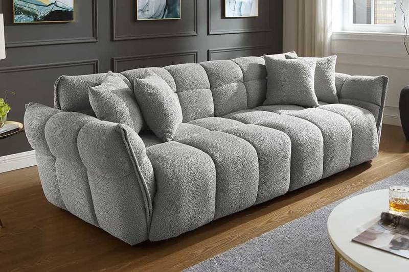 riess-ambiente 3-Sitzer CLOUD 260cm grau · XXL Couch mit Boucléstoff-Bezug und 4 Zierkissen, Einzelartikel 1 Teile, Bigsofa mit Federkern · Nosagunterfederung · Modern Design von riess-ambiente