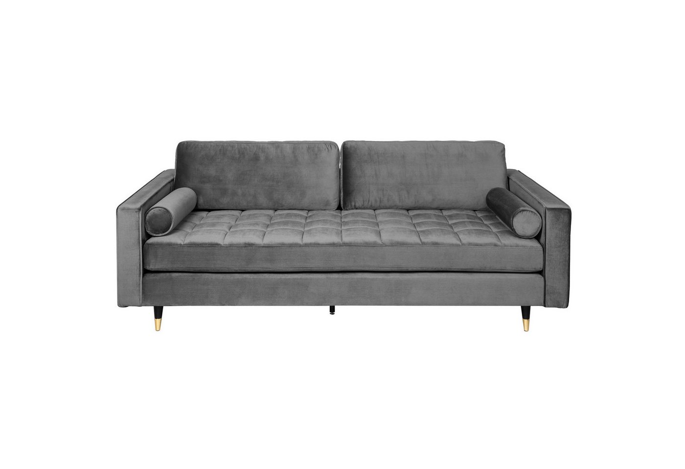 riess-ambiente 3-Sitzer COZY VELVET 220cm grau / schwarz / gold, Einzelartikel 1 Teile, Wohnzimmer · Samt · Polster · Federkern · mit Kissen · Barock Design von riess-ambiente