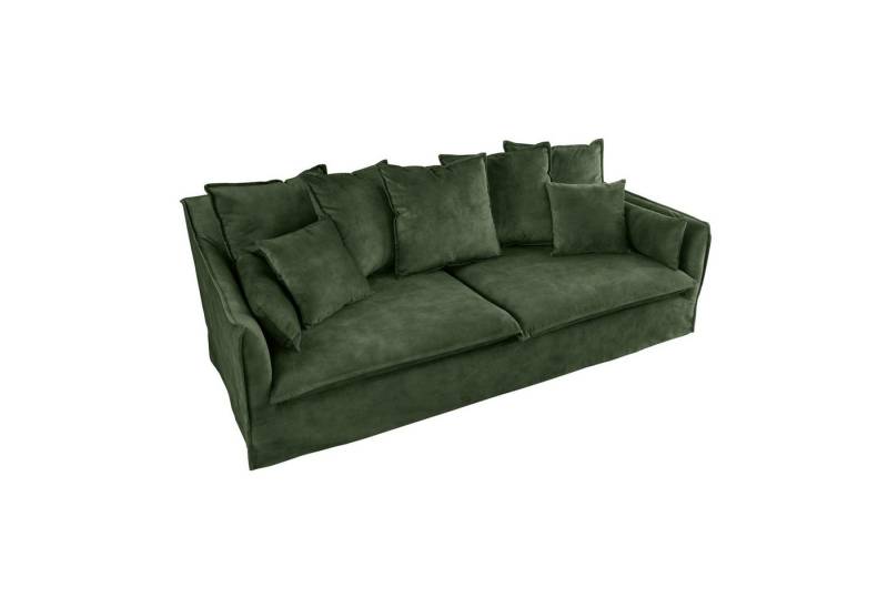 riess-ambiente 3-Sitzer HEAVEN 210cm dunkelgrün · Hussensofa mit Kissen und abnehmbaren Bezug, Einzelartikel 1 Teile, Wohnzimmer-Couch · Samt-Bezug · Federkern-Polsterung · Landhausstil von riess-ambiente