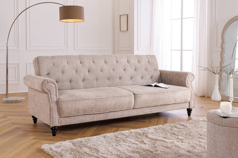riess-ambiente 3-Sitzer MAISON BELLE AFFAIRE 220cm greige · Schlafsofa mit Bouclé-Bezug, Einzelartikel 1 Teile, Couch mit Bettfunktion · 3-stufig verstellbar · Chesterfield Design riess-ambiente 3-Sitzer MAISON BELLE AFFAIRE 220cm greige · Schlafsofa mit Bouclé-Bezug, Einzelartikel 1 Teile, Couch mit Bettfunktion · 3-stufig verstellbar · Chesterfield Design von riess-ambiente