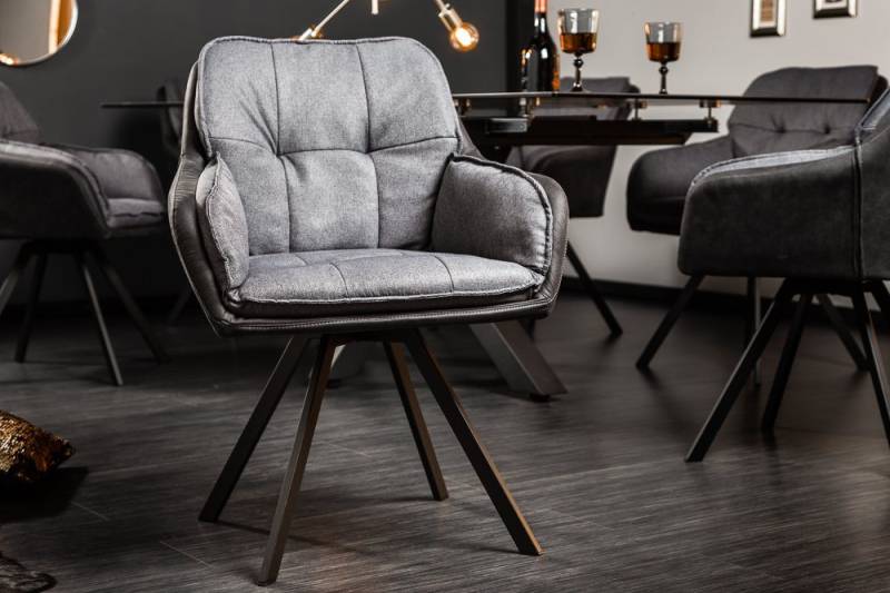 riess-ambiente Armlehnstuhl MR. LOUNGER anthrazit / grau, Esszimmer · Microfaser · Metall · mit Armlehne · 180° drehbar · Retro riess-ambiente Armlehnstuhl MR. LOUNGER anthrazit / grau, Esszimmer · Microfaser · Metall · mit Armlehne · 180° drehbar · Retro von riess-ambiente