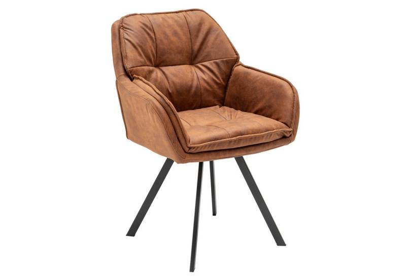 riess-ambiente Armlehnstuhl MR. LOUNGER hellbraun, Esszimmer · Microfaser · Metall · mit Armlehne · 180° drehbar · Retro von riess-ambiente