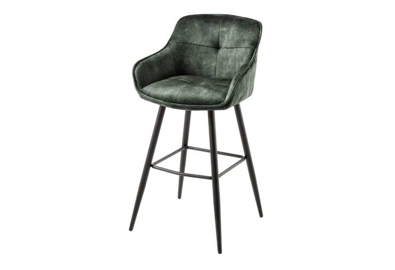 riess-ambiente Barhocker EUPHORIA grün / schwarz (Einzelartikel, 1 St), Esszimmer · Samt · Edelstahl · mit Lehne · Tresenstuhl · Barock Design von riess-ambiente
