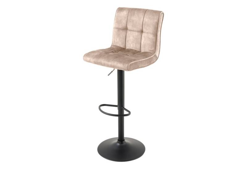 riess-ambiente Barhocker MODENA champagner beige / schwarz - Samt, Metall, drehbar, verstellbar (Einzelartikel, 1 St), gepolsterter Sitzhocker mit Tulpenfuß & Fußablage - ideal für Küche von riess-ambiente
