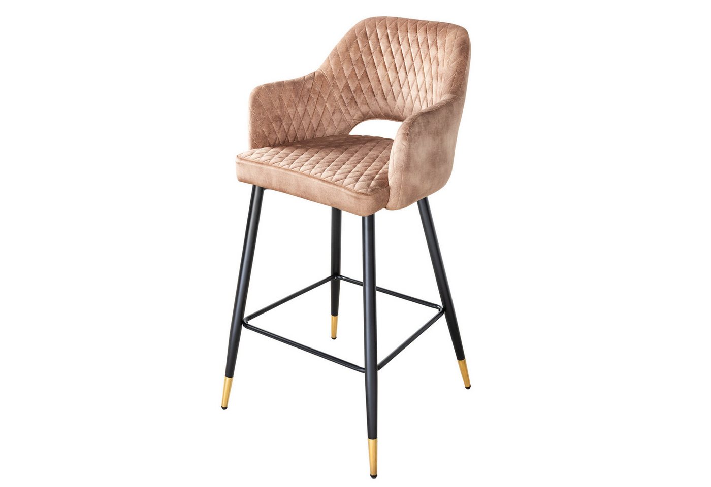 riess-ambiente Barhocker PARIS greige / schwarz-gold (Einzelartikel, 1 St), Samt · mit Armlehne · Metall · Esszimmer · Retro von riess-ambiente