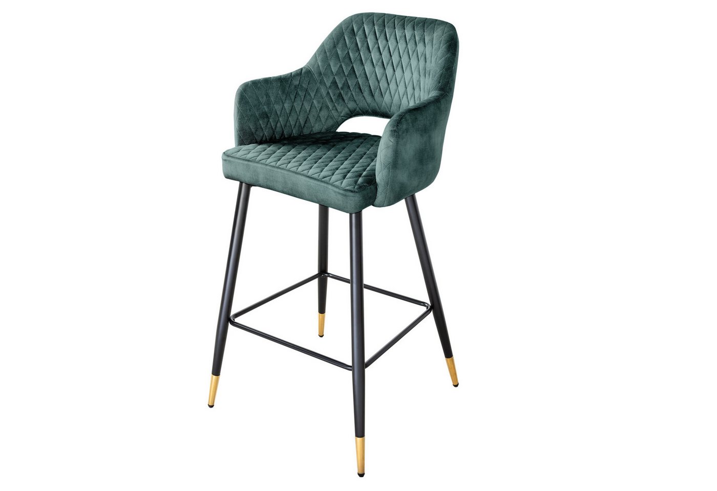 riess-ambiente Barhocker PARIS petrol / schwarz-gold (Einzelartikel, 1 St), Samt · mit Armlehne · Metall · Esszimmer · Retro von riess-ambiente