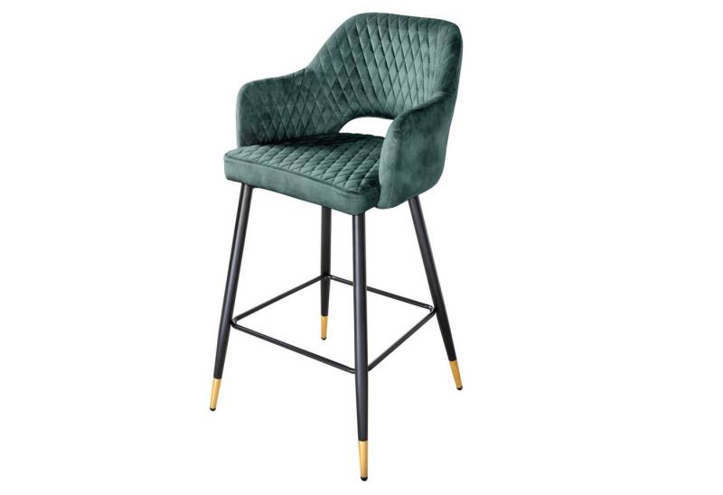 riess-ambiente Barhocker PARIS petrol / schwarz-gold (Einzelartikel, 1 St), Samt · mit Armlehne · Metall · Esszimmer · Retro von riess-ambiente