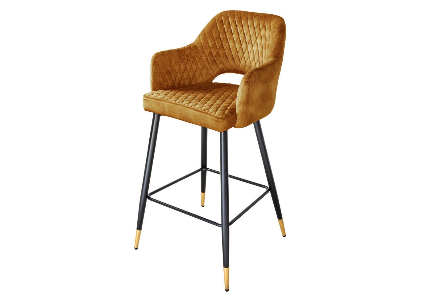riess-ambiente Barhocker PARIS senfgelb / schwarz-gold (Einzelartikel, 1 St), Samt · mit Armlehne · Metall · Esszimmer · Retro von riess-ambiente
