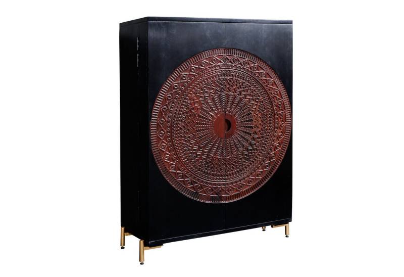 riess-ambiente Barschrank MANDALA 140cm schwarz / gold · Highboard aus Mangoholz mit Schnitzerei (Einzelartikel, 1-St) Wohnzimmer· Massivholz · Metall · Mango · XXL · Highboard · Boho von riess-ambiente