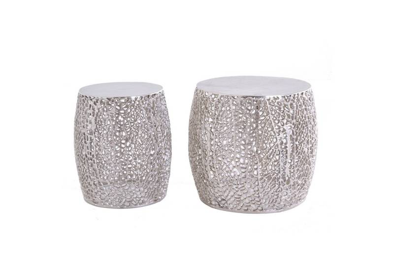riess-ambiente Beistelltisch ABSTRACT LEAF antik silber (Set, 2-St), Wohnzimmer · Metall · rund · Handarbeit · Modern Design von riess-ambiente