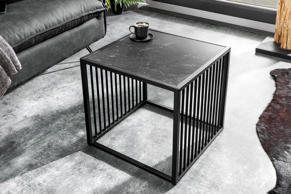 riess-ambiente Beistelltisch ARCHITECTURE 40cm schwarz (Einzelartikel, 1-St), Wohnzimmer · Marmor-Optik · Metall · Industrial Design von riess-ambiente