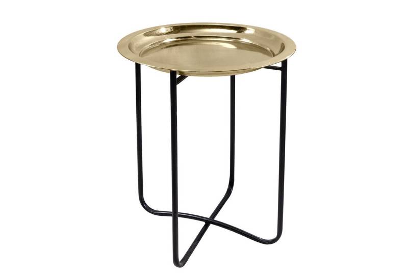 riess-ambiente Beistelltisch CASABLANCA 50cm messing gold / schwarz · Wohnzimmertisch aus Metall (Einzelartikel, 1-St), Teetisch · rund · handmade · abnehmbares Tablett · orientalisch von riess-ambiente
