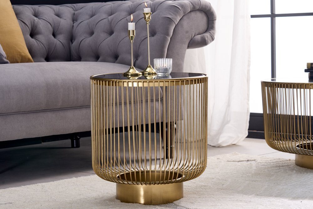 riess-ambiente Beistelltisch VARIATION Ø50cm gold / schwarz (Einzelartikel, 1-St), Wohnzimmer · Glas · Metall · rund · Handmade · Modern Design von riess-ambiente