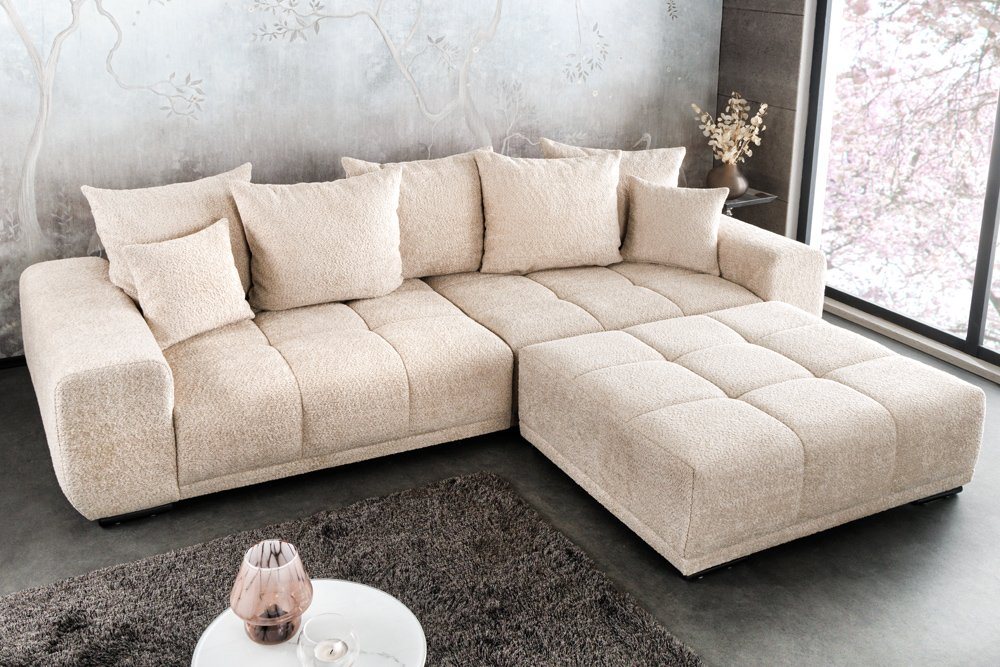 riess-ambiente Big-Sofa ELEGANCIA 285cm champagner beige, Einzelartikel 1 Teile, XXL Couch · Bouclé · mit Federkern · inkl. Kissen · Modern Design von riess-ambiente