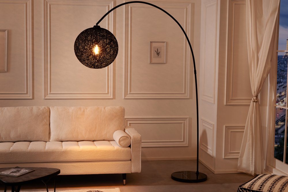 riess-ambiente Bogenlampe COCOONING 205cm schwarz, ohne Leuchtmittel, Wohnzimmer · Kugel · Marmor · Metall · Modern von riess-ambiente