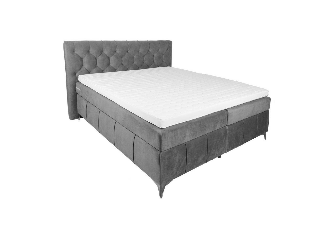 riess-ambiente Boxspringbett EUPHORIA 180x200cm silbergrau, Bett · inkl. Matratze & Topper · Samt-Bezug · mit Ziersteppung riess-ambiente Boxspringbett EUPHORIA 180x200cm silbergrau, Bett · inkl. Matratze & Topper · Samt-Bezug · mit Ziersteppung von riess-ambiente