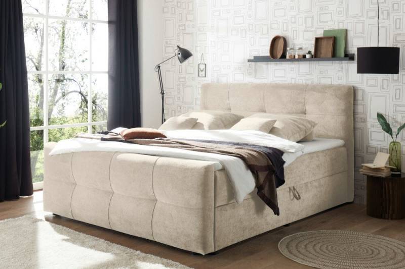riess-ambiente Boxspringbett TOULOUSE 180x200cm beige - mit Bettkasten, inkl. Topper und Matratze (Einzelartikel, 1-St), Strukturstoff-Boxspringbett - ideal für moderne Gäste- & Schlafzimmer von riess-ambiente