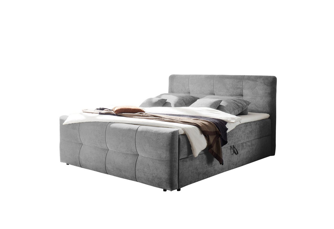riess-ambiente Boxspringbett TOULOUSE 180x200cm dunkelgrau · mit Bettkasten (Einzelartikel, 1-St), Strukturstoff · Federkern · inkl. Topper & Matratze · Scandinavian von riess-ambiente