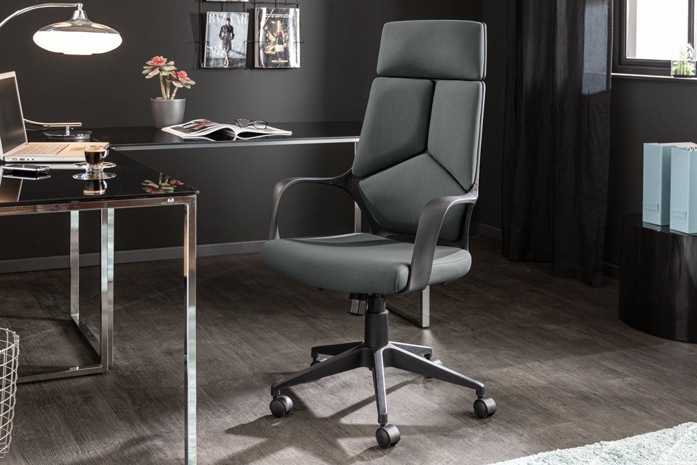 riess-ambiente Bürostuhl ERGONOMIC dunkelgrau / schwarz (Einzelartikel, 1 St), Stoff · mit Laufrollen · höhenverstellbar · drehbar · Home Office von riess-ambiente