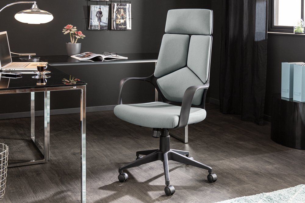 riess-ambiente Bürostuhl ERGONOMIC hellgrau / schwarz (Einzelartikel, 1 St), Stoff · mit Laufrollen · höhenverstellbar · drehbar · Home Office von riess-ambiente