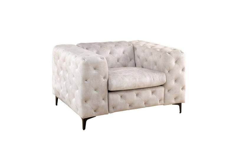 riess-ambiente Chesterfield-Sessel MODERN BAROCK 120cm champagner beige · Samt-Sessel mit Federkern (Einzelartikel, 1-St), Chesterfield · Ziersteppung · Rundum-Bezug · Lesesessel · Metallfüße von riess-ambiente