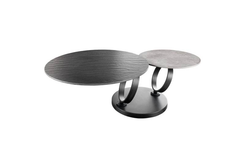 riess-ambiente Couchtisch DANCING RINGS schwarz/grau · runder Keramik-Ablagetisch Metallgestell (Einzelartikel, 1-St), Wohnzimmer · 2 Tischplatten · Beton-Design · drehbar · Modern von riess-ambiente