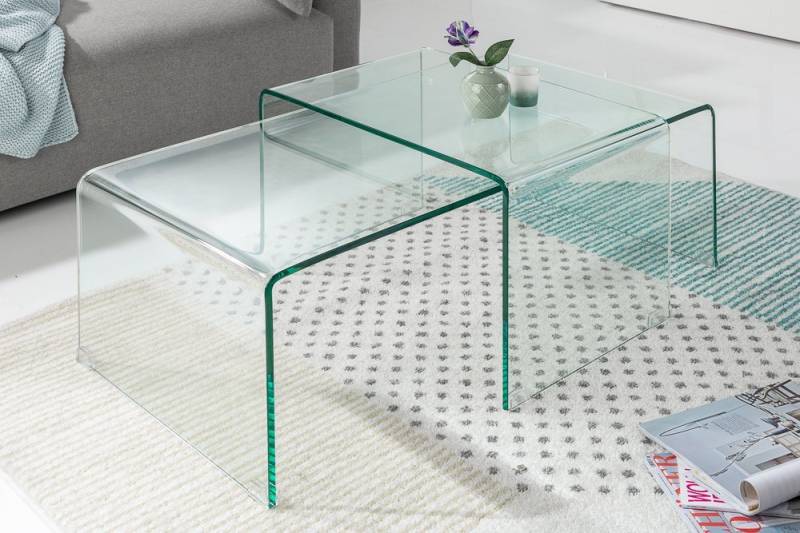 riess-ambiente Couchtisch FANTOME 100cm transparent (Set, 2-St), Wohnzimmer · Glas · eckig · Modern Design von riess-ambiente