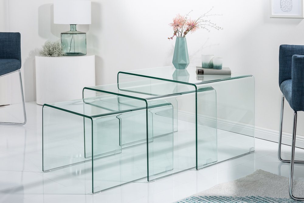 riess-ambiente Couchtisch FANTOME 60cm transparent (Set, 3-St), Wohnzimmer · Glas · eckig · Modern Design von riess-ambiente