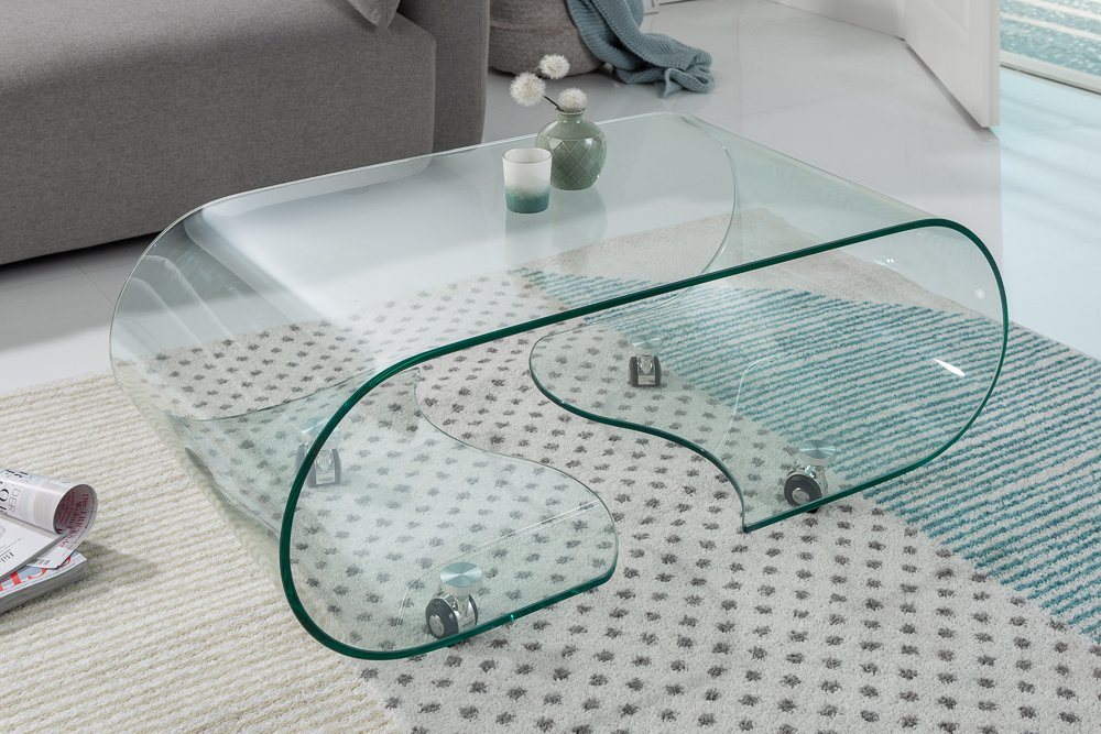 riess-ambiente Couchtisch FANTOME 90cm transparent, Wohnzimmer · Glas · rund · auf Rollen · Modern Design von riess-ambiente