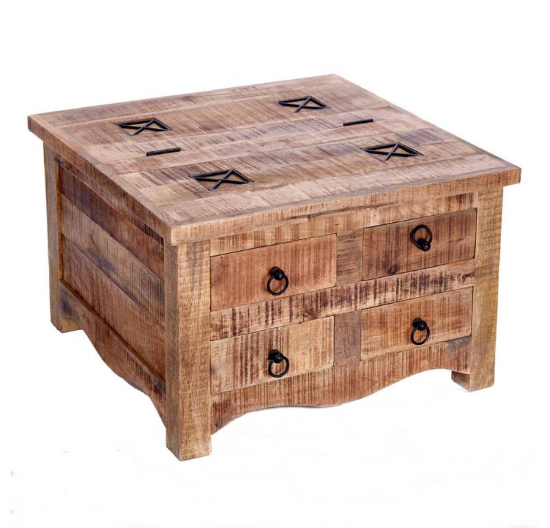 riess-ambiente Couchtisch IRON CRAFT 70cm natur, Wohnzimmer· Massivholz · eckig · Truhe · mit Schubladen · Industrial von riess-ambiente