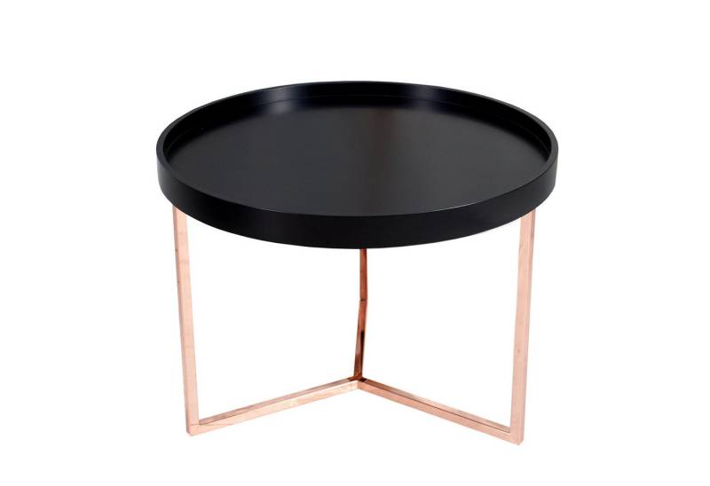 riess-ambiente Couchtisch MODULAR 60cm schwarz / kupfer, Wohnzimmer · Holzwerkstoff · Metall · rund · inkl. Tablett · Modern von riess-ambiente