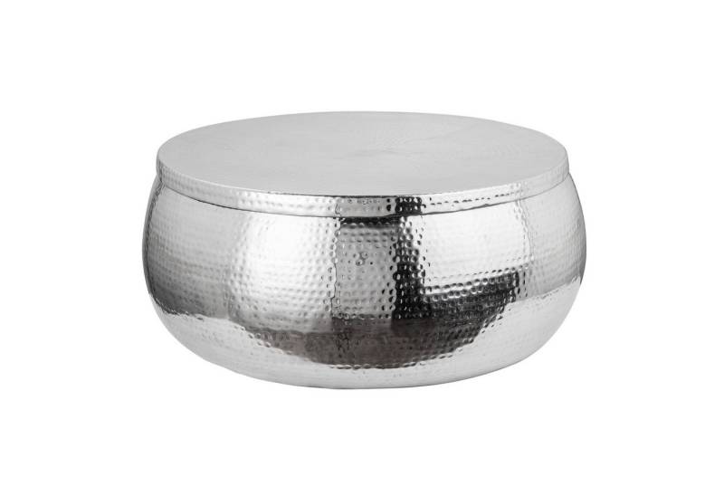 riess-ambiente Couchtisch ORIENT STORAGE Ø70cm silber (Einzelartikel, 1-St), Wohnzimmer · Metall · rund · mit Stauraum · Hammerschlag · handmade von riess-ambiente