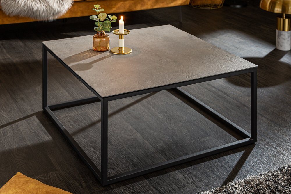 riess-ambiente Couchtisch SYMBIOSE 75cm grau / schwarz (Einzelartikel, 1-St), Wohnzimmer · Keramik · Metall · eckig · Beton-Optik · Industrial von riess-ambiente