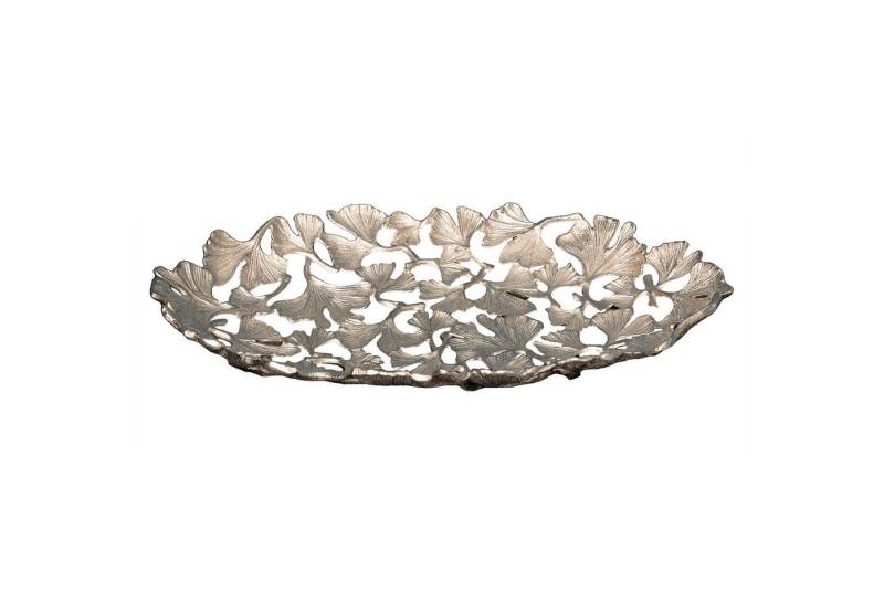 riess-ambiente Dekoschale GINKGO LEAFS 40cm silber (Einzelartikel, 1 St), Wohnzimmer · Schale · Handarbeit · Boho von riess-ambiente
