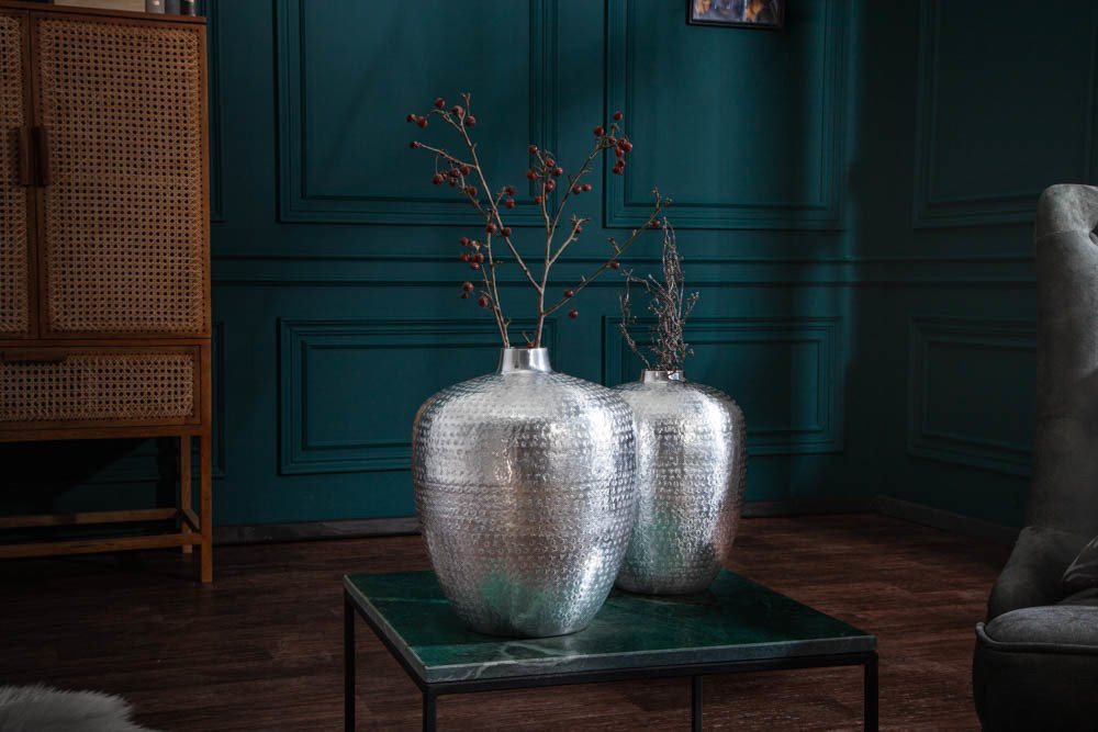 riess-ambiente Dekovase ORIENTAL 33cm silber (Set, 2 St), Wohnzimmer · Vase · Metall · Handarbeit · Dekoration von riess-ambiente